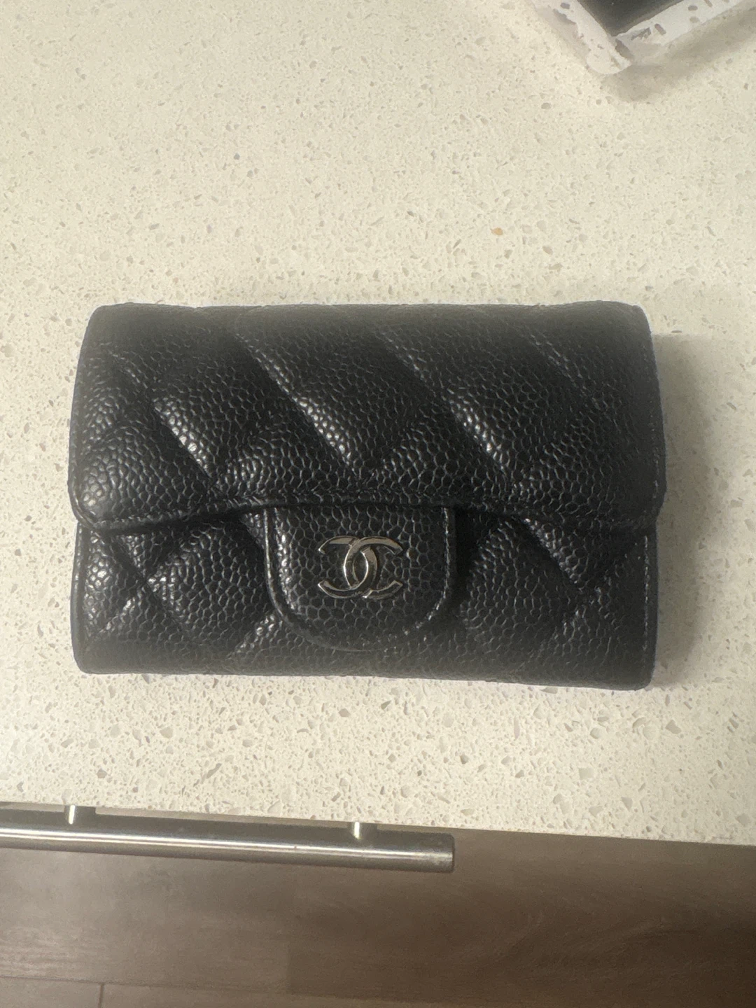 CHANEL Quilted Caviar Leather Wallet