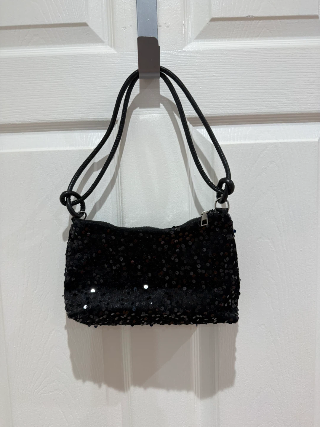 Black Sequin Shoulder Bag