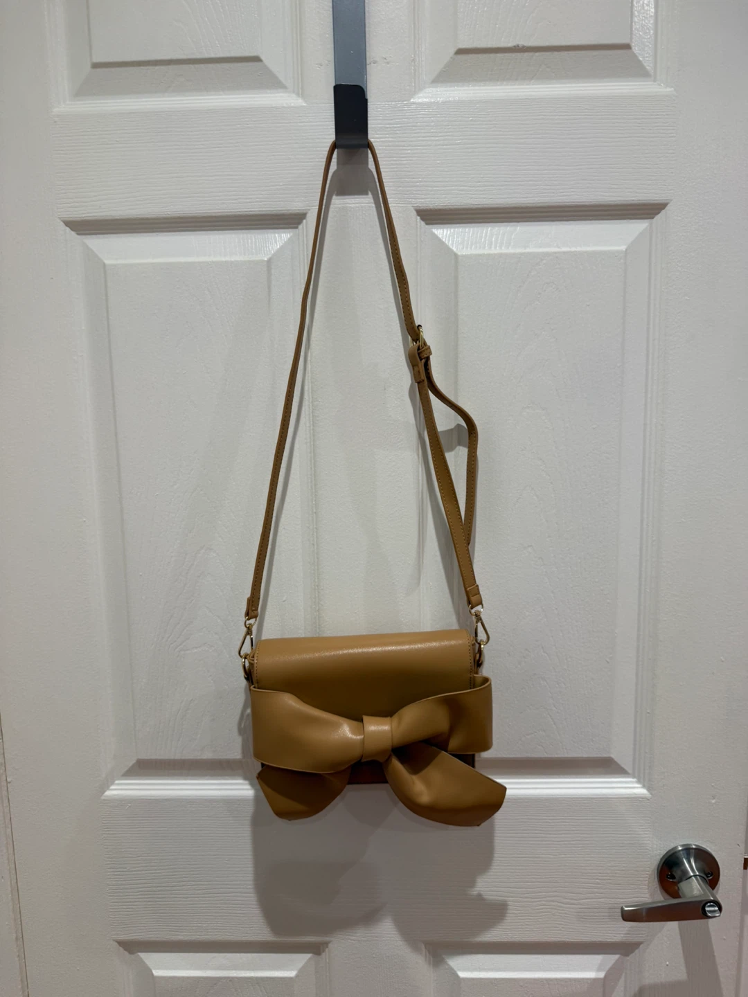 Tan Crossbody Bag with Bow