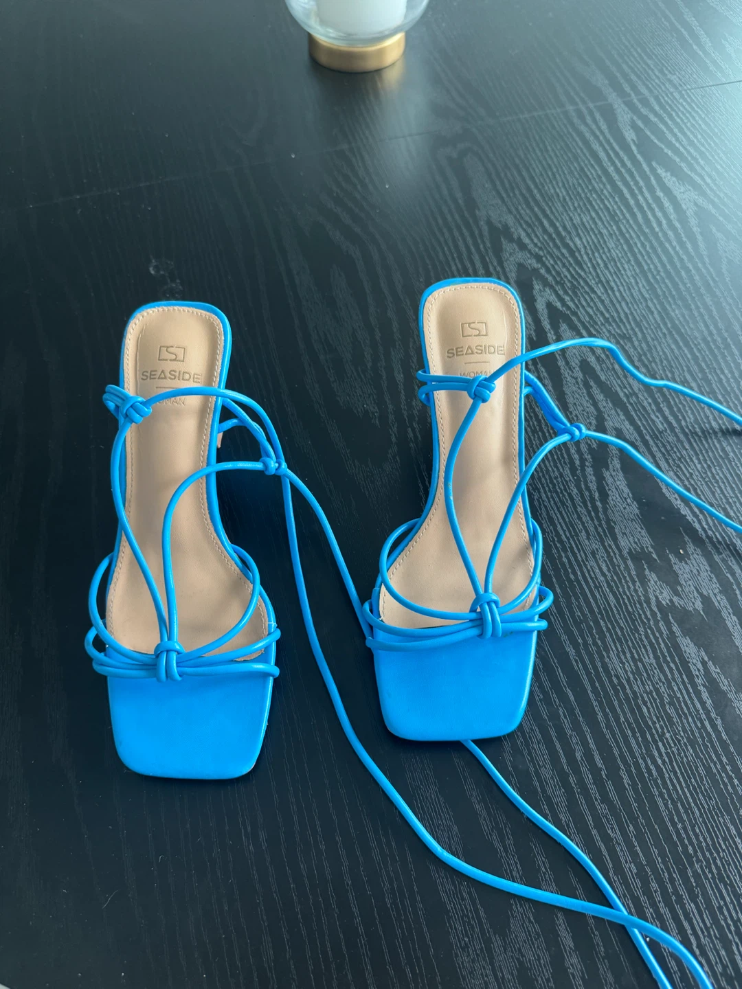 Seaside Blue Lace-Up Heeled Sandals Size 37