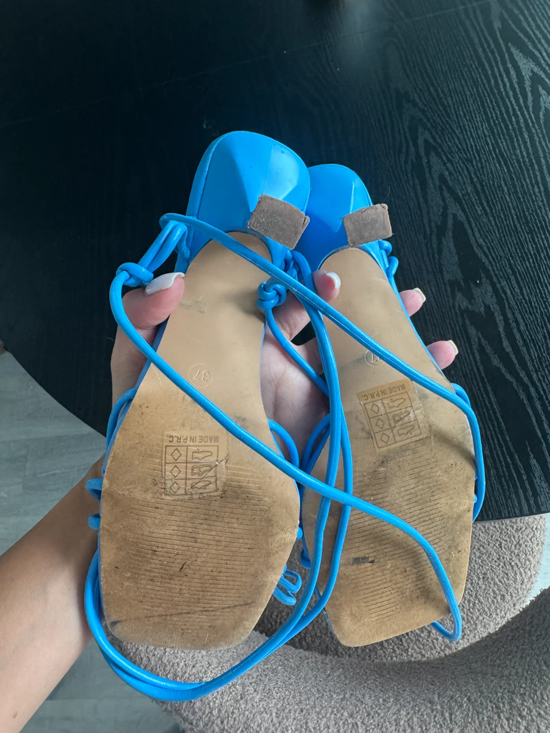 Seaside Blue Lace-Up Heeled Sandals Size 37 - photo 3