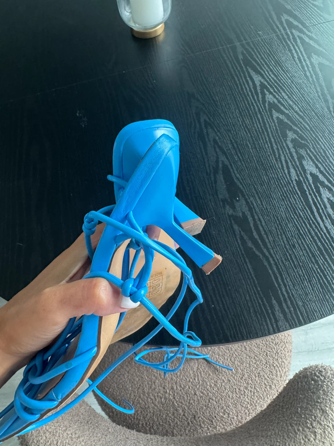 Seaside Blue Lace-Up Heeled Sandals Size 37 - photo 4