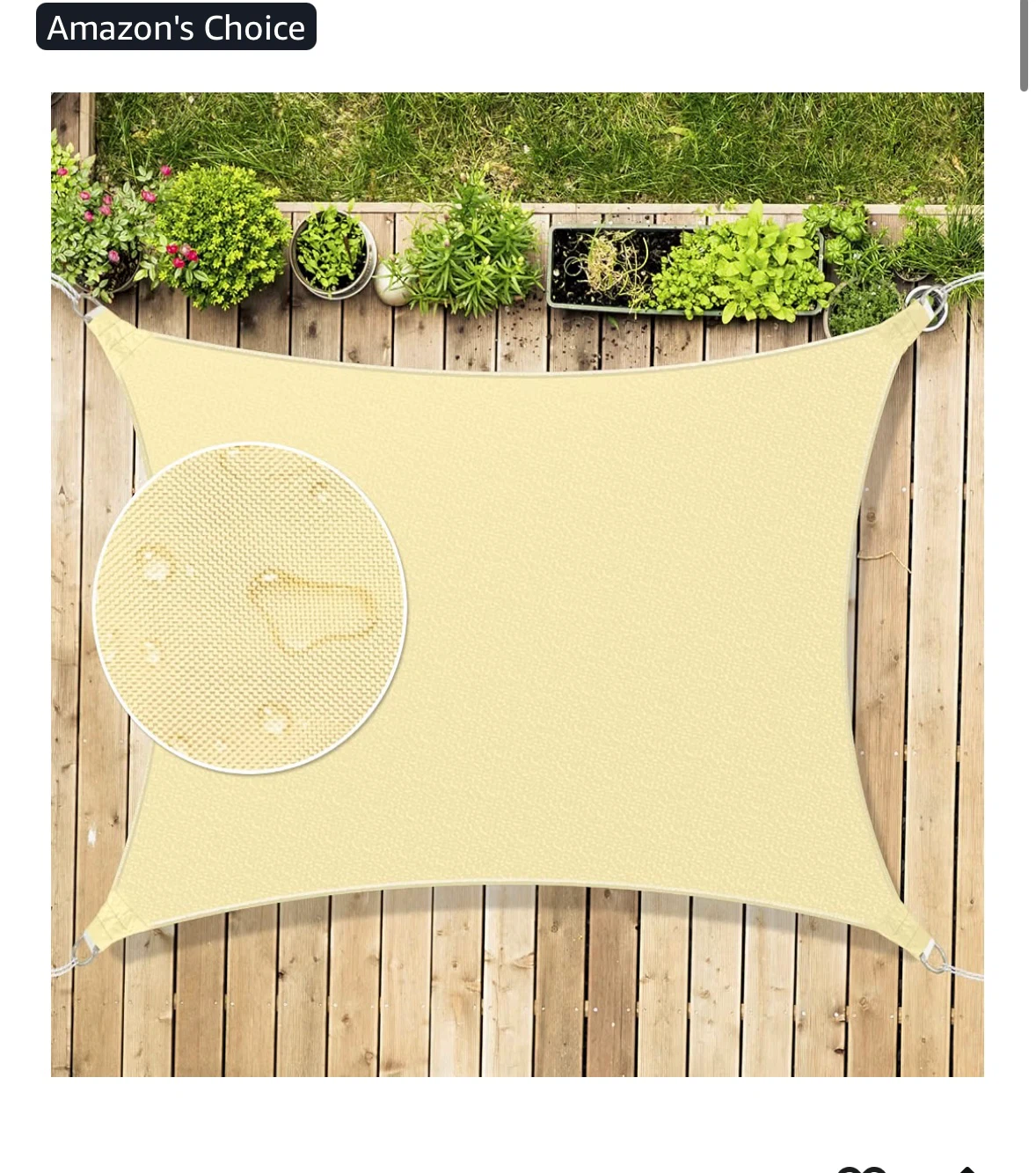 Sun Shade Sail 3x3 Beige Waterproof D Ring Design