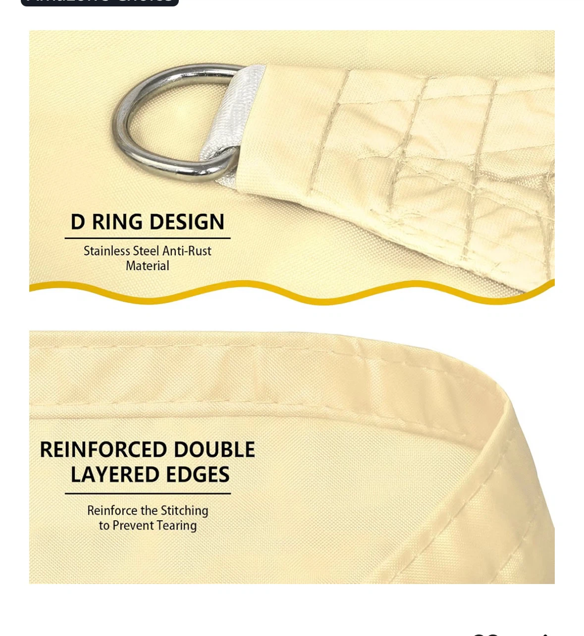 Sun Shade Sail 3x3 Beige Waterproof D Ring Design - photo 5