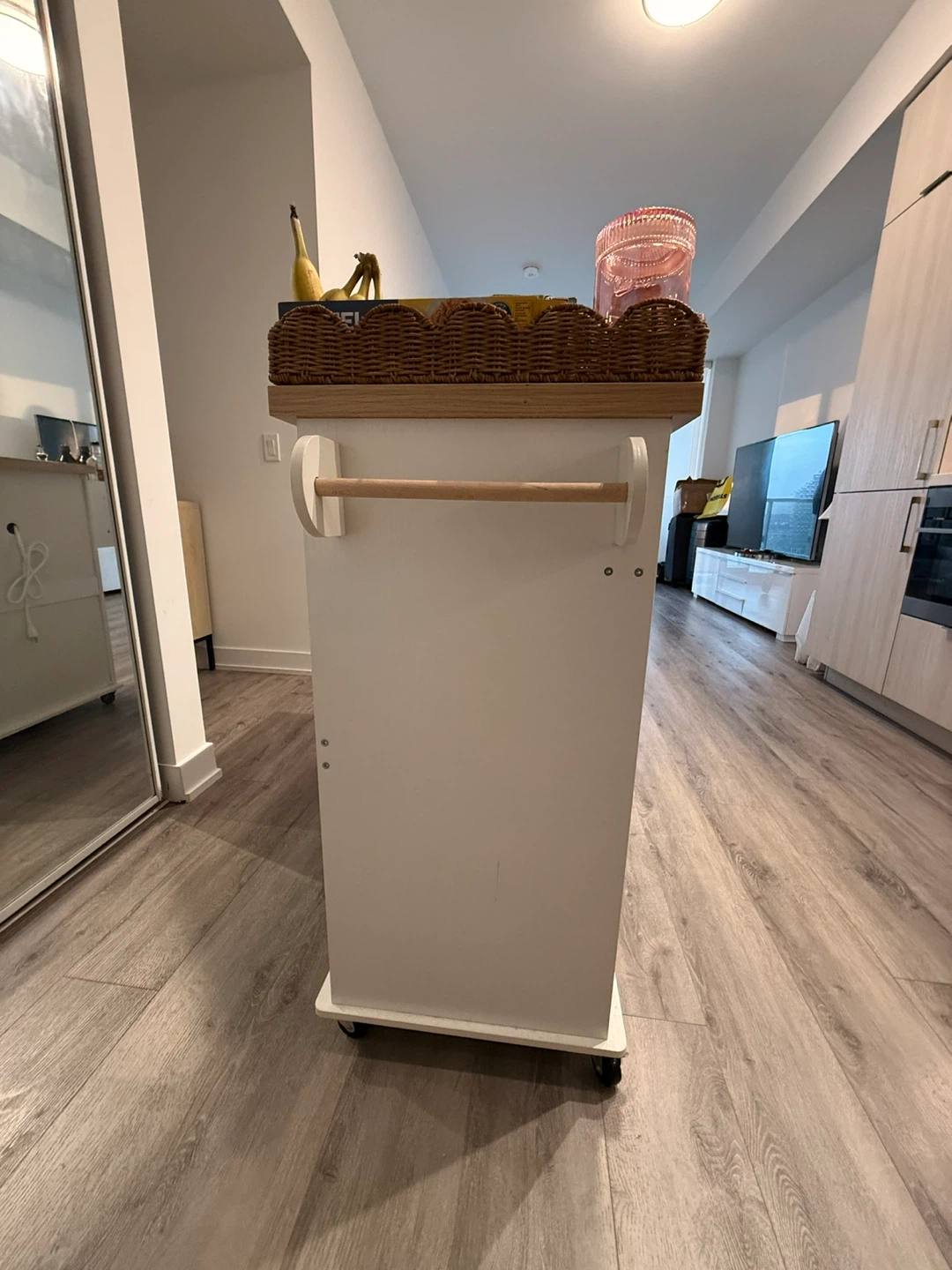 White Kitchen Island with Wood Top - photo 4