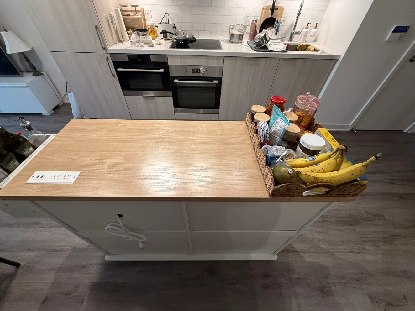 White Kitchen Island with Wood Top - photo 5
