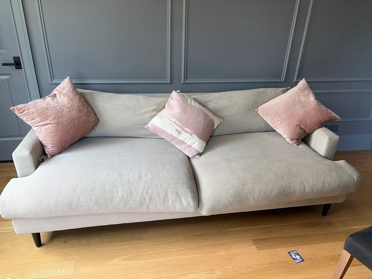 Cream Sofa with Pink Pillows