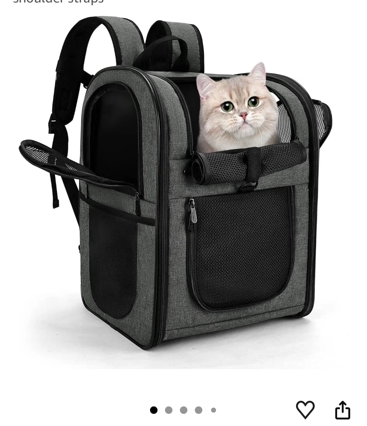Pet Carrier Backpack Grey Collapsible Design
