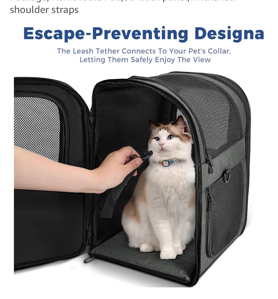 Pet Carrier Backpack Grey Collapsible Design - photo 3