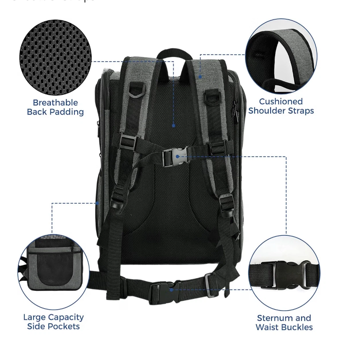 Pet Carrier Backpack Grey Collapsible Design - photo 4