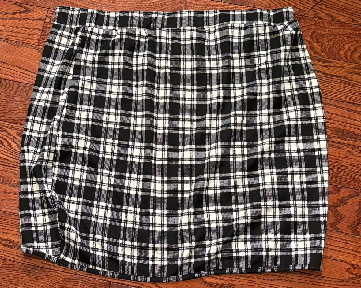 Black and White Plaid Mini Skirt