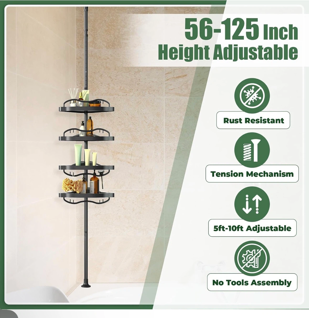 Adjustable Shower Caddy Shelf Organizer - photo 2