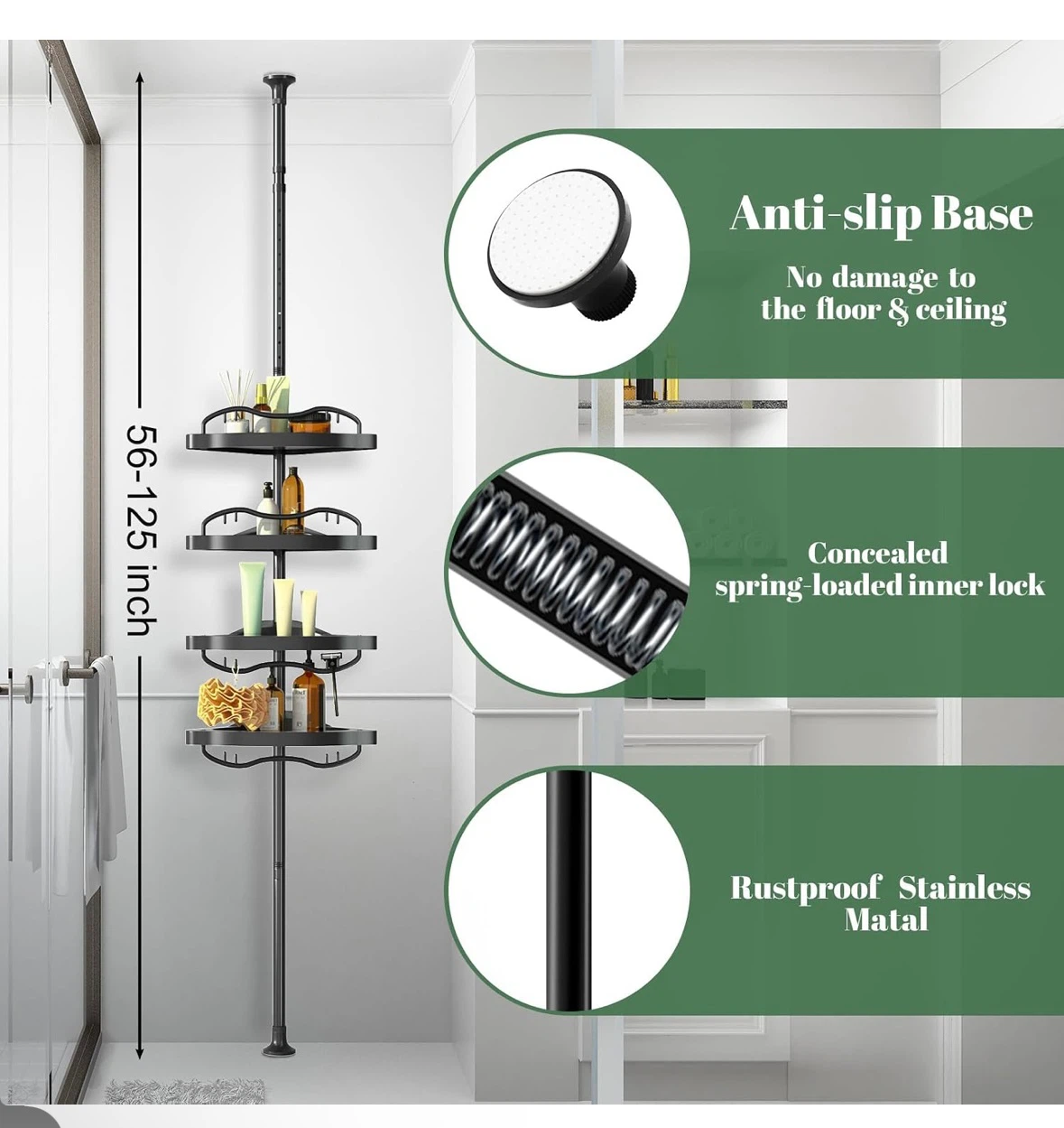 Adjustable Shower Caddy Shelf Organizer - photo 3
