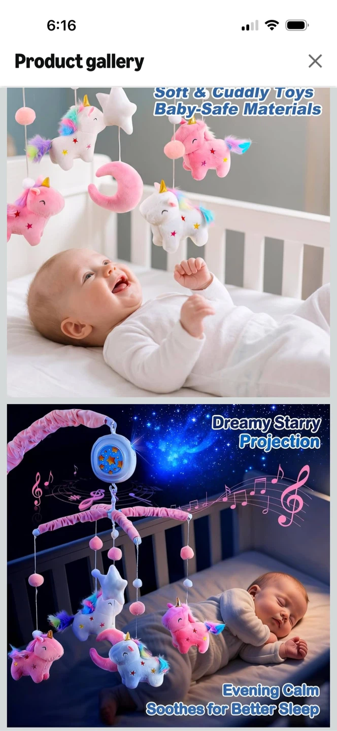 Baby Crib Mobile with Unicorns and Music Box - photo 2