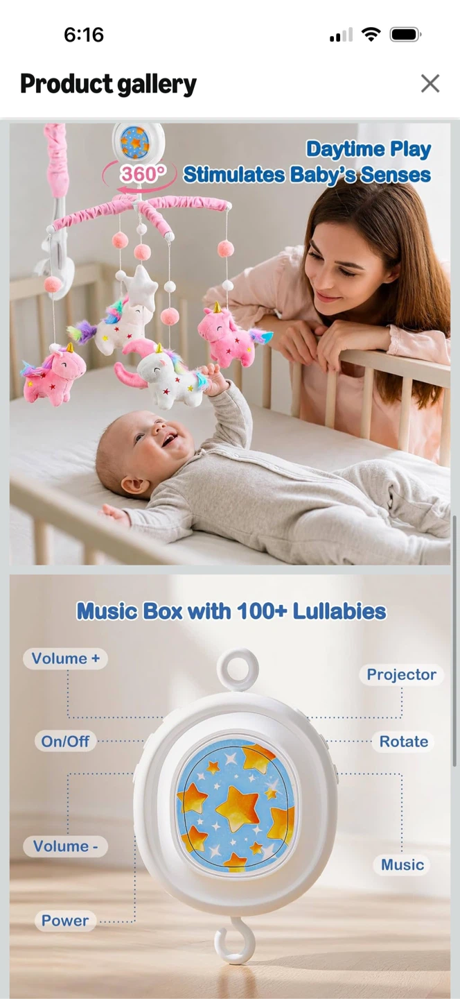 Baby Crib Mobile with Unicorns and Music Box - photo 3