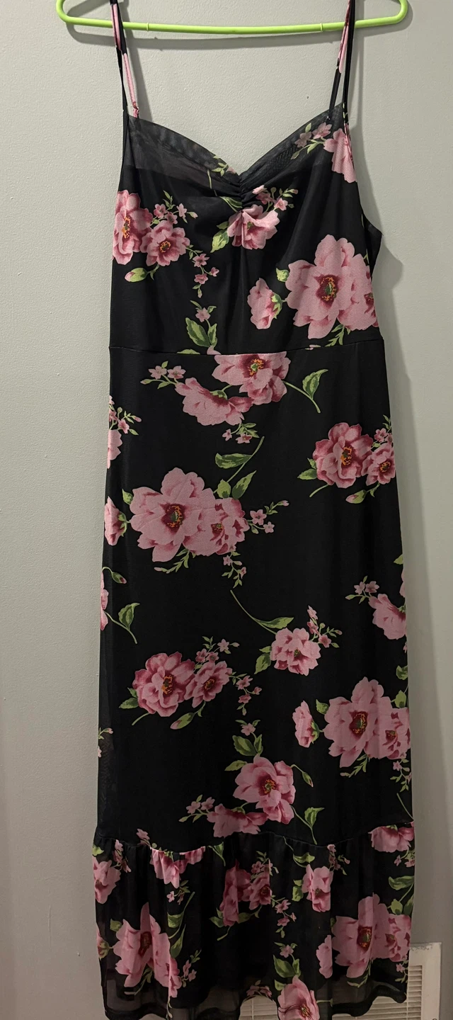 Black Floral Midi Dress