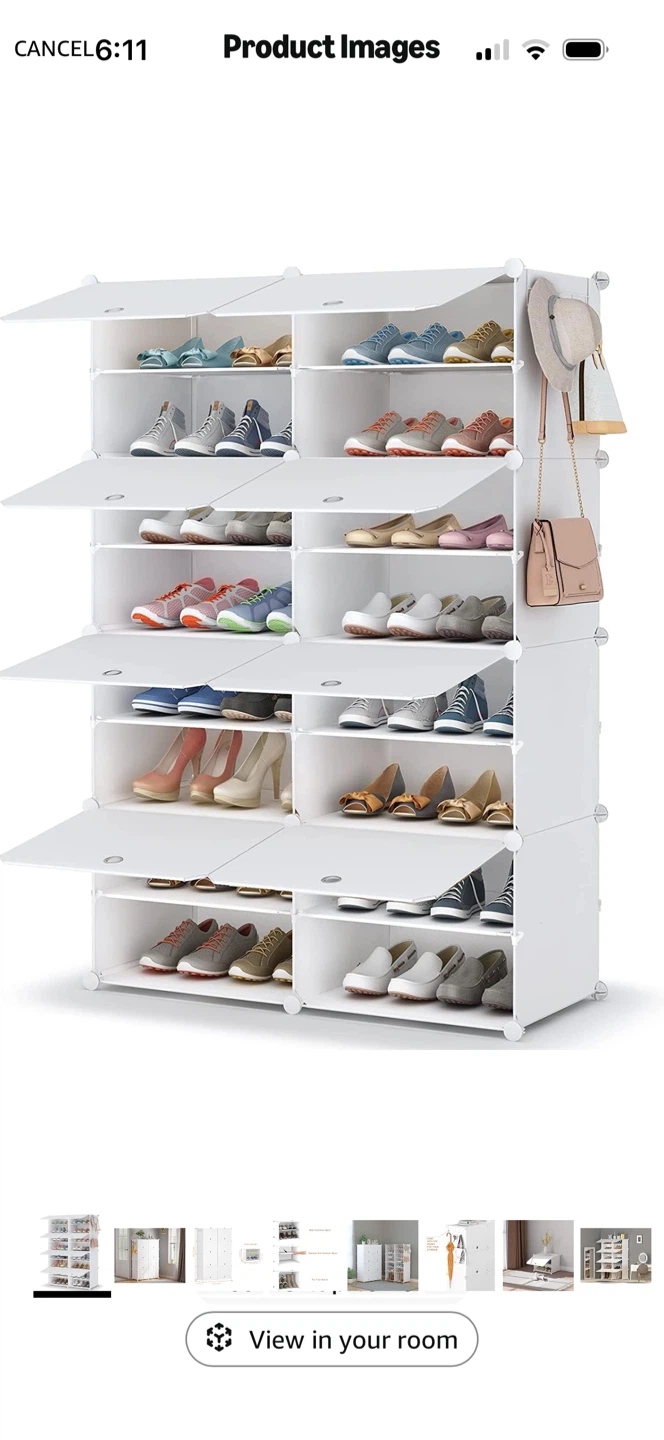 White Modular Shoe Rack Storage Organizer
