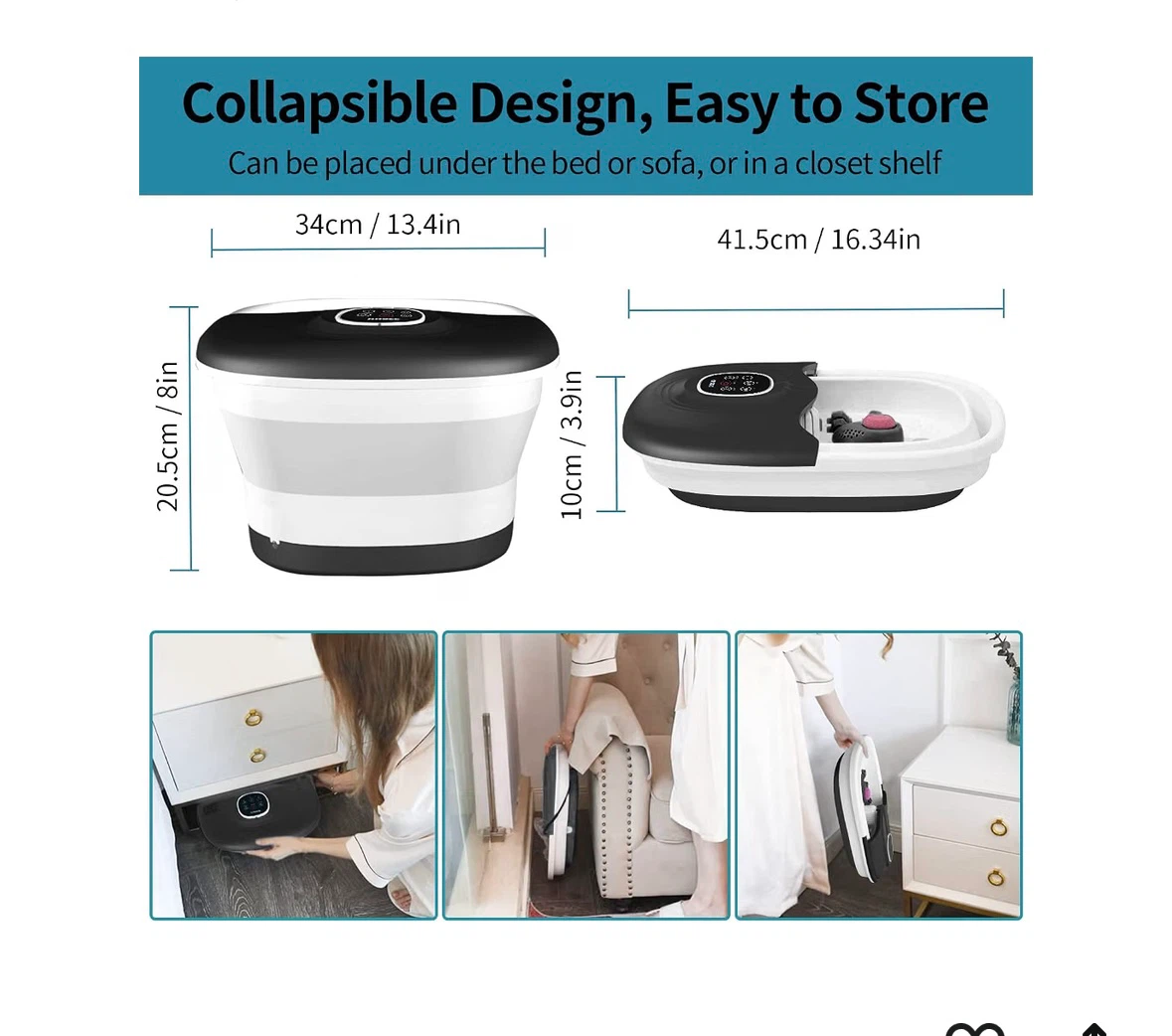 Knoze Collapsible Foot Spa Bath with Heat and Remote Control - photo 4