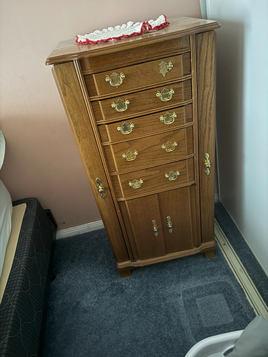 Vintage Oak Standing Jewellery Armoir - photo 2