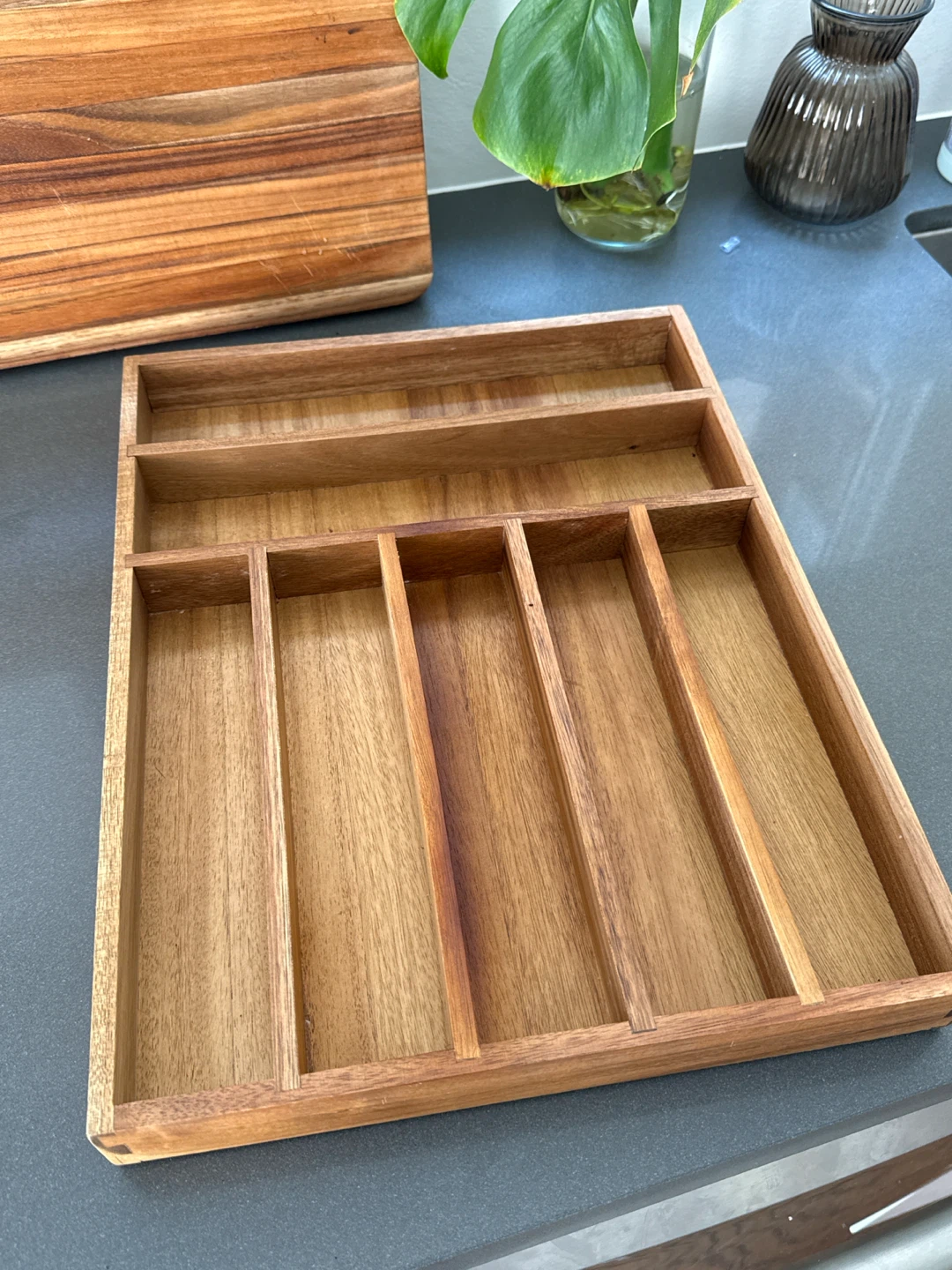 Acacia Wood Cutlery Organizer Tray