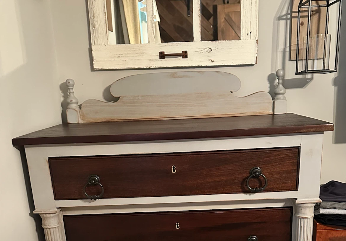 Refinished Farmhouse 5-Drawer Tall Dresser