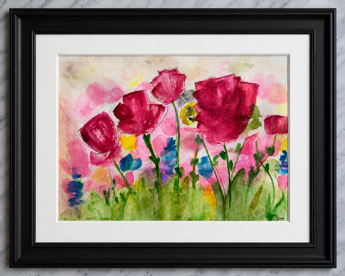 Watercolor Painting of Abstract Flowers - photo 2