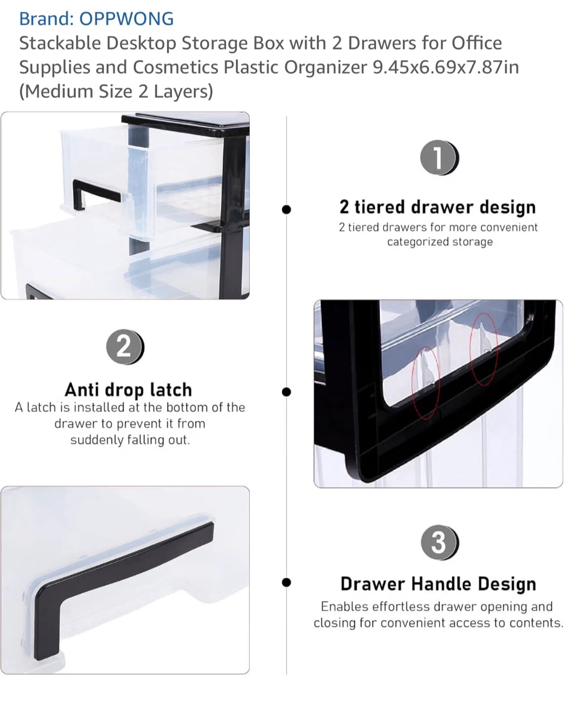 OPPWONG Stackable 2-Drawer Desktop Organizer - photo 2