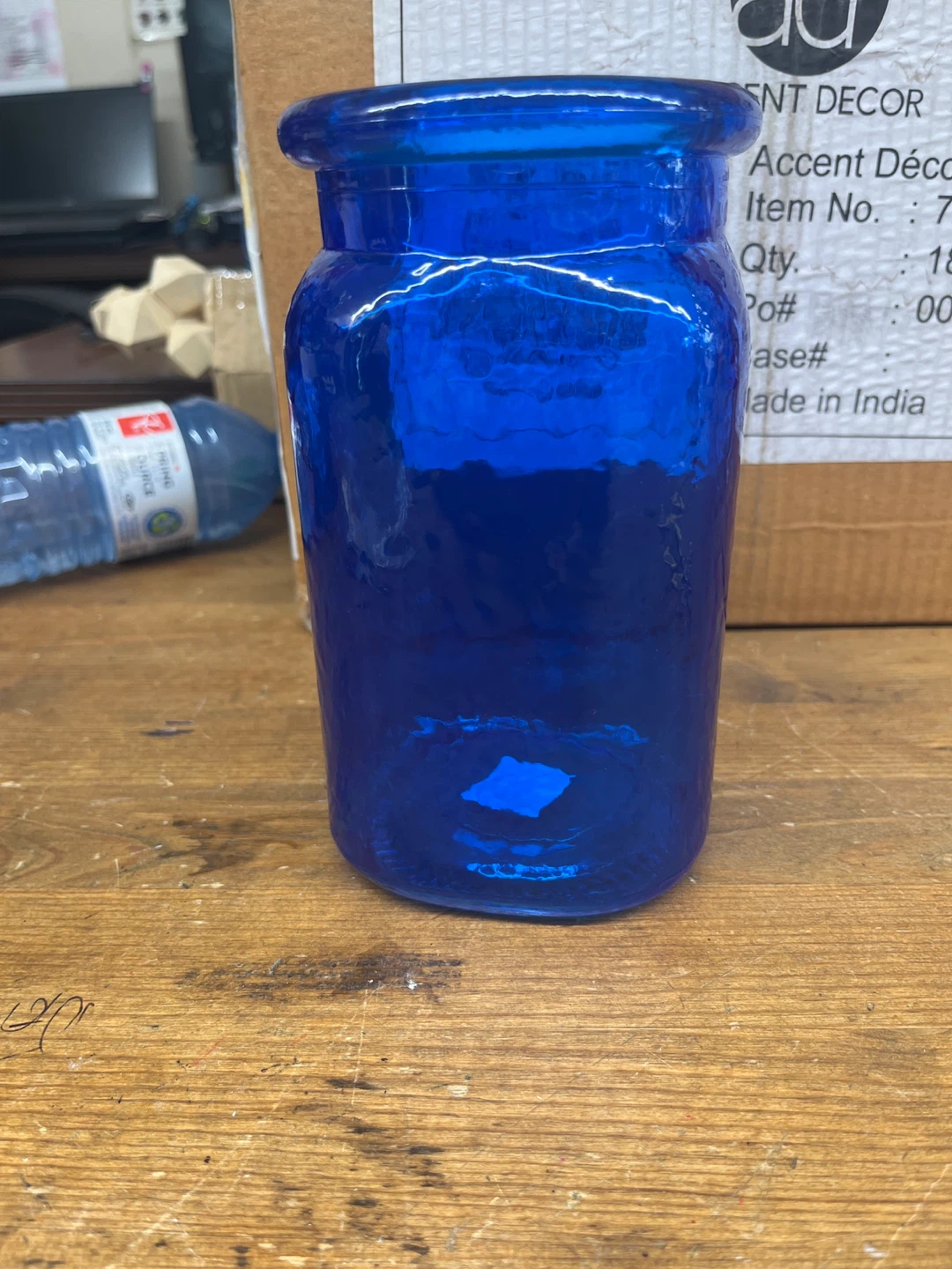 Accent Decor Blue Glass Jar