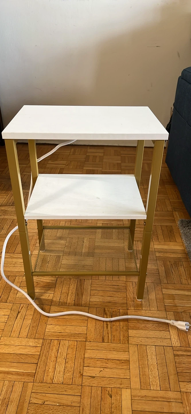 White End Table with Built-in Outlet and USB Ports