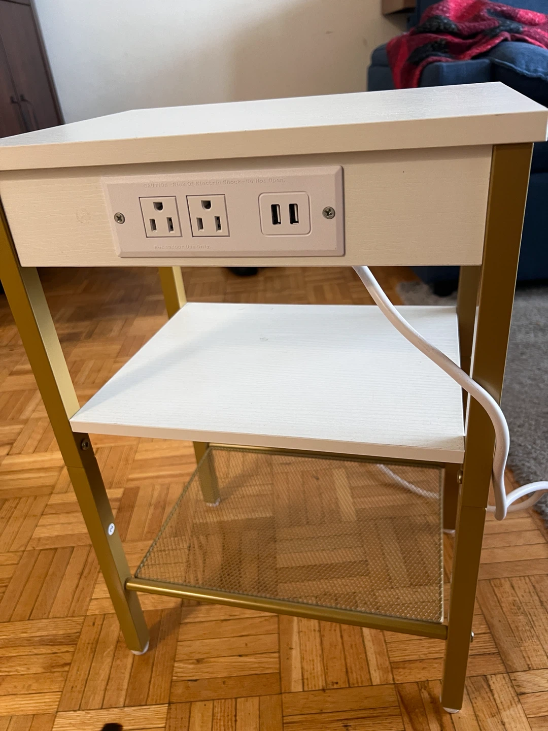 White End Table with Built-in Outlet and USB Ports - photo 3
