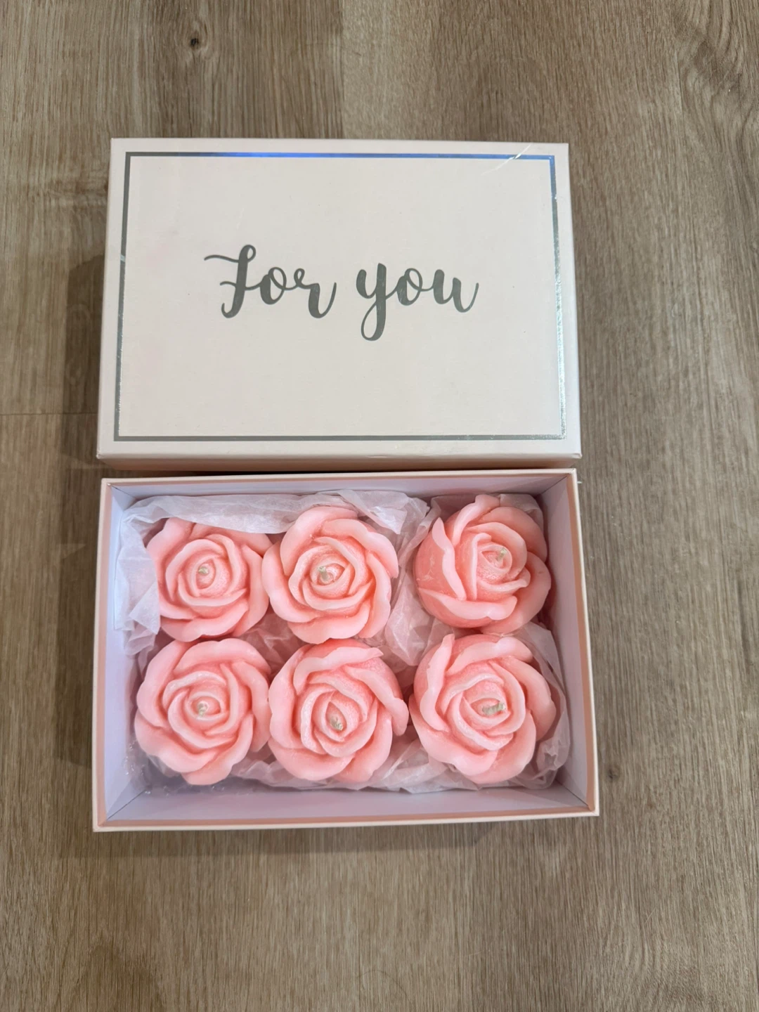 Set of 6 Pink Rose Scented Candles