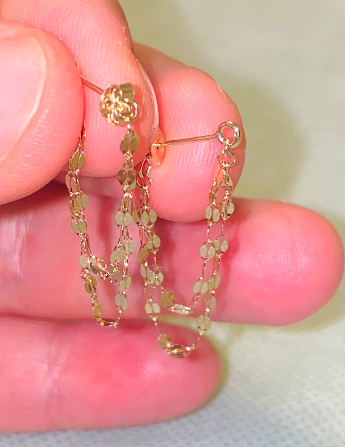 14k Gold Dangle Chain Earrings