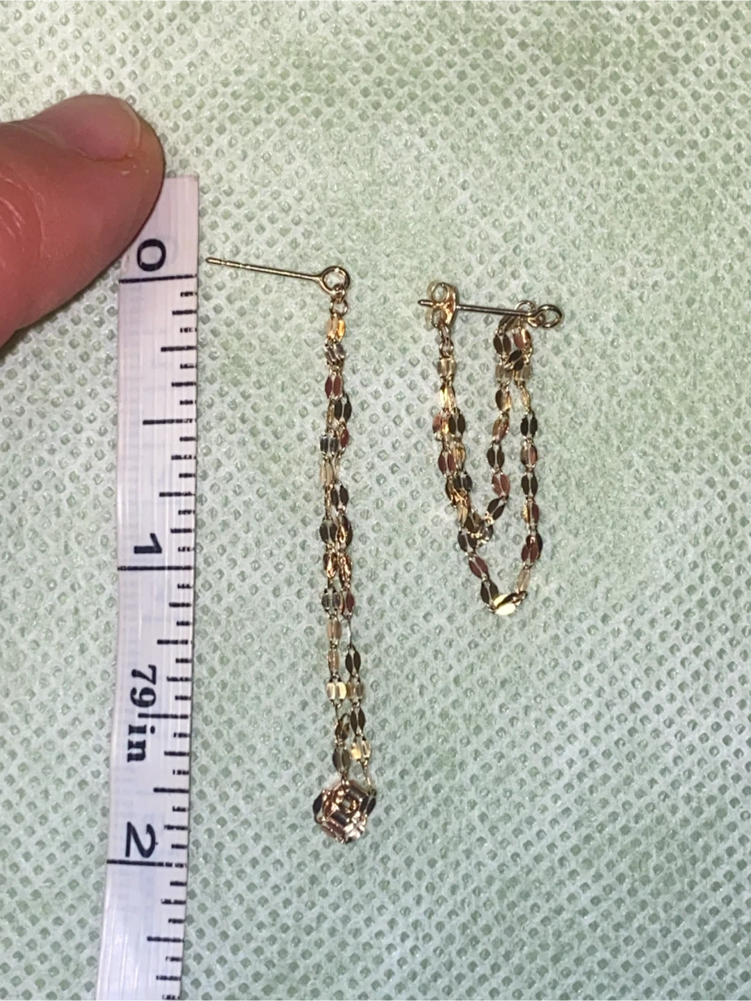 14k Gold Dangle Chain Earrings - photo 3