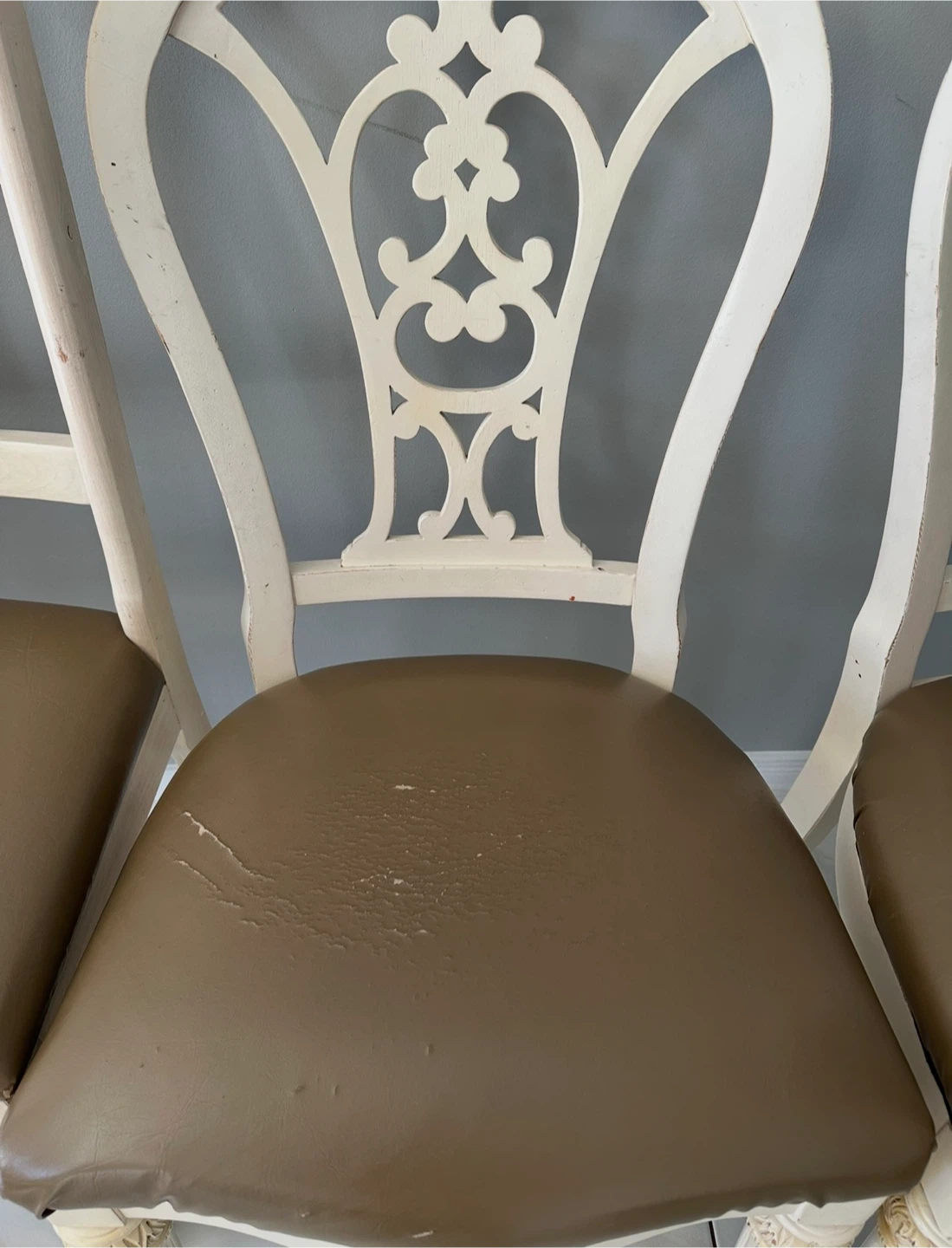 Set of 6 vintage Cream Dining Chairs - photo 2
