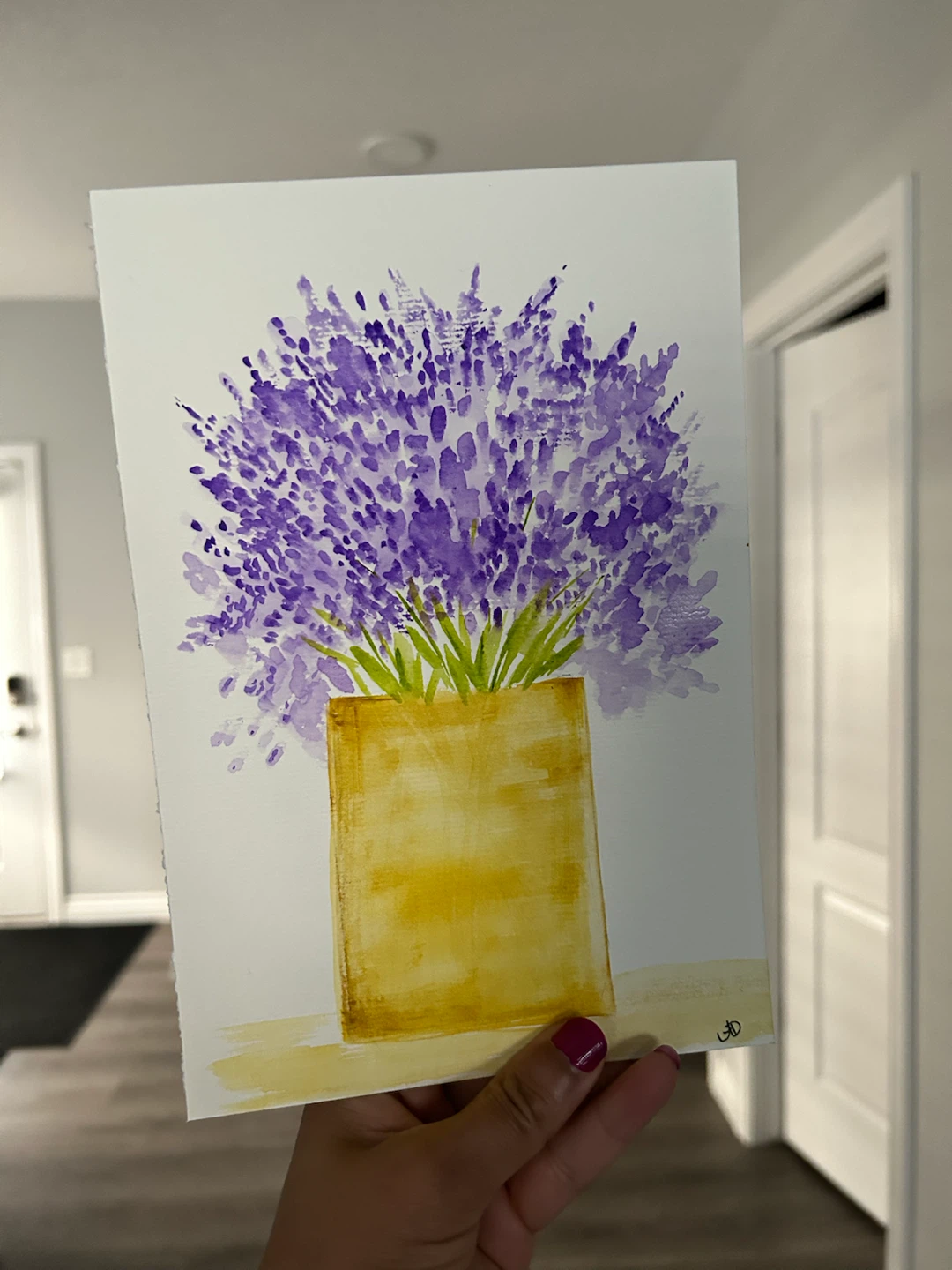 Watercolor Lavender Painting 6x9 inches - photo 2