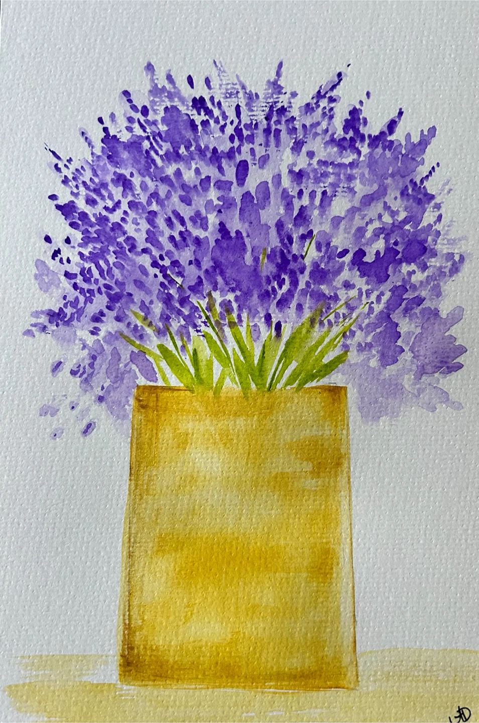 Watercolor Lavender Painting 6x9 inches - photo 3