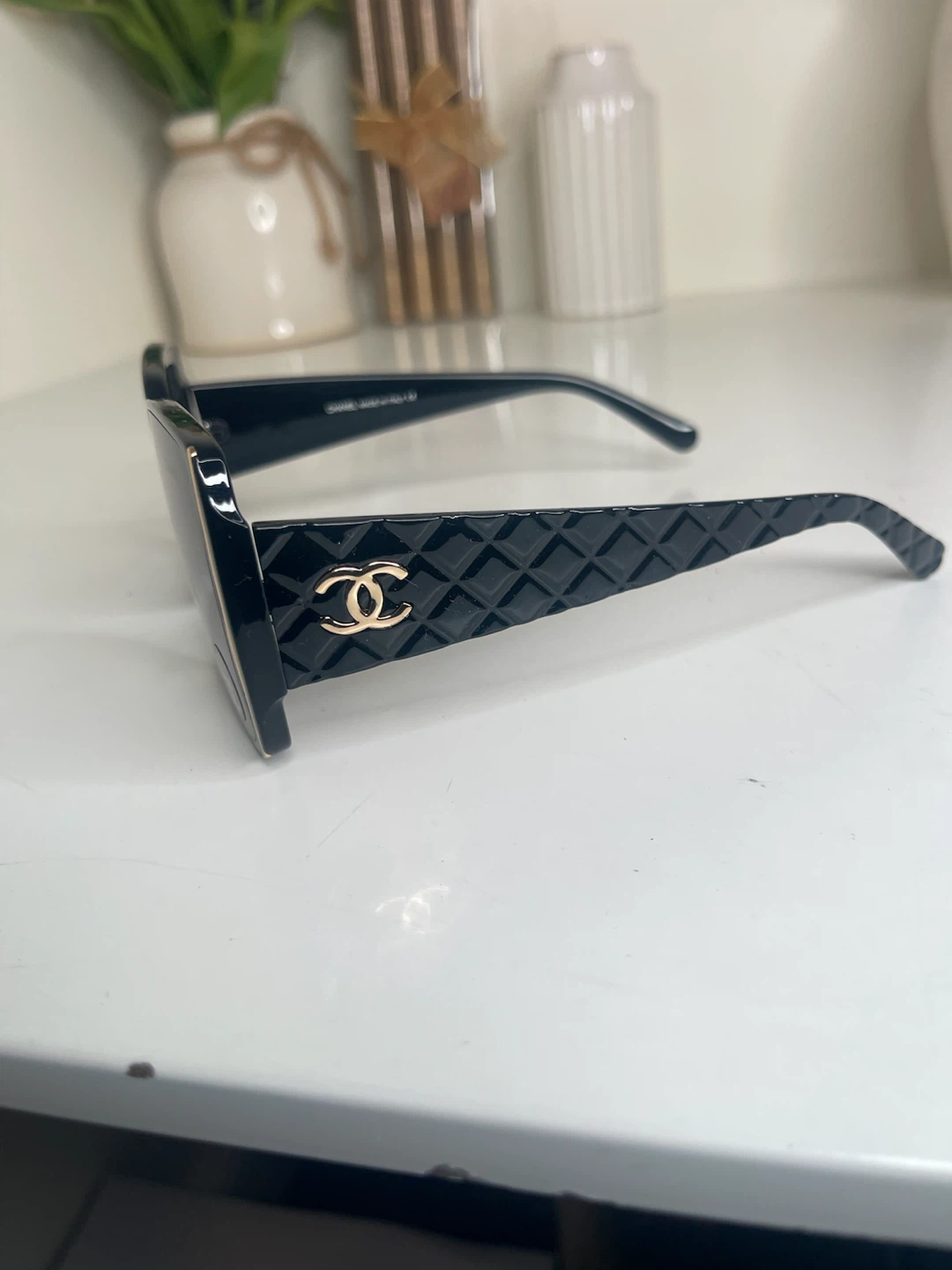 CHANEL Black Quilted Square Sunglasses
