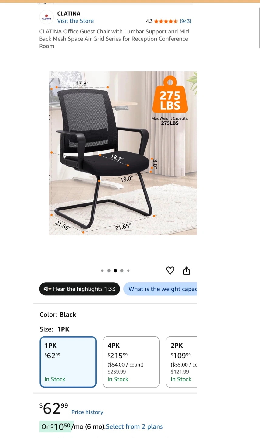 Office Guest Chair - Black - photo 3