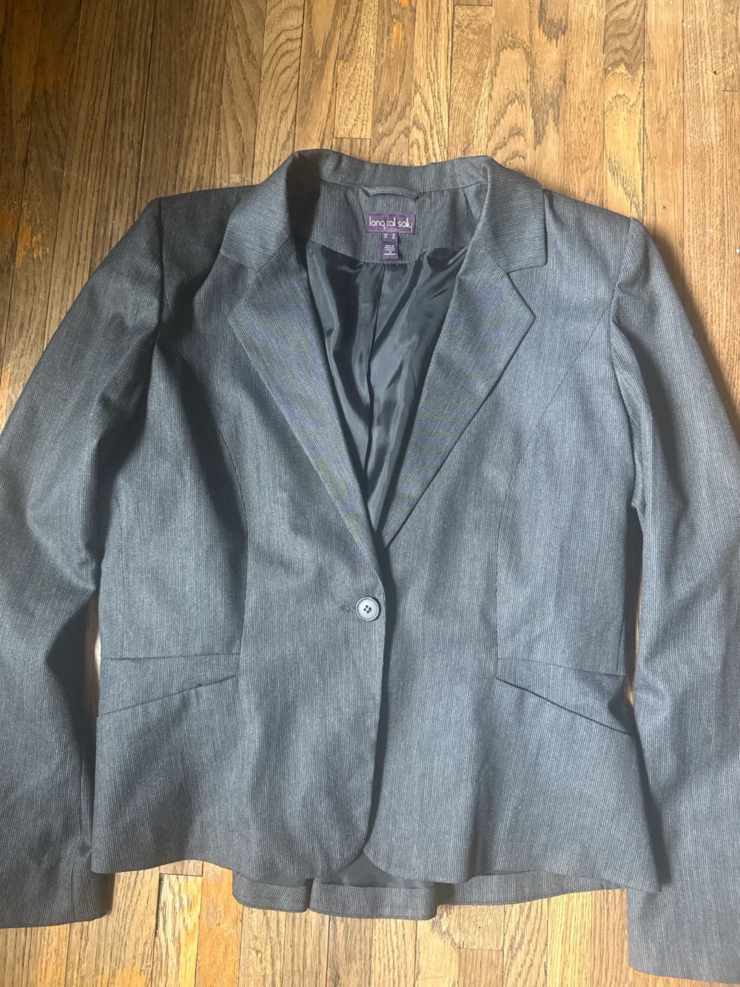 Long Tall Sally Grey Pinstripe Blazer - Size 12