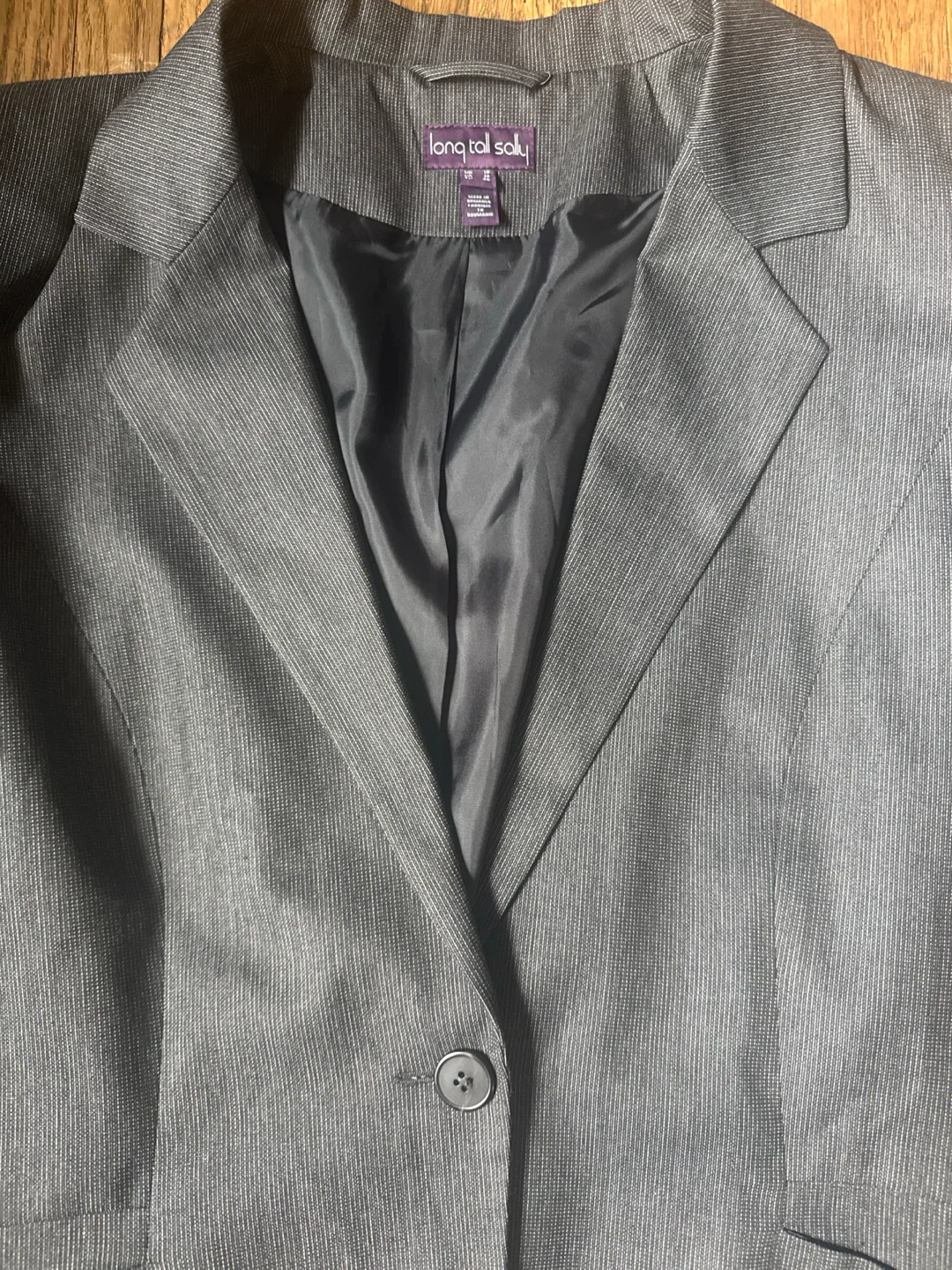 Long Tall Sally Grey Pinstripe Blazer - Size 12 - photo 2