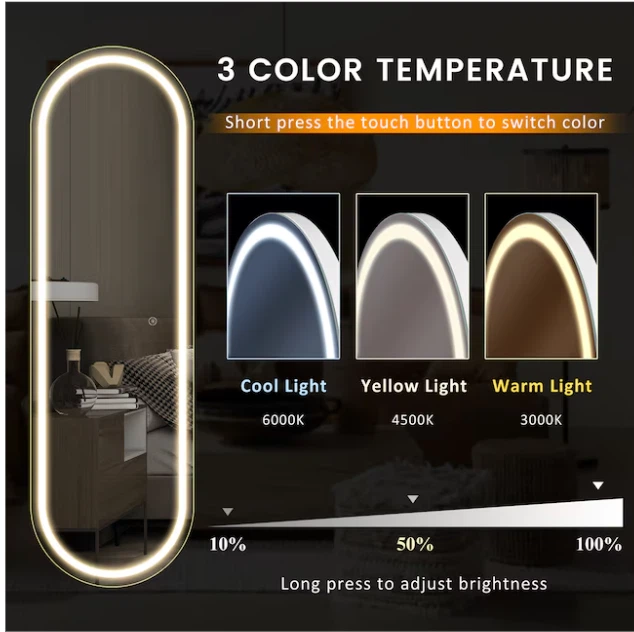 LED Oval Vanity Mirror with Light - 63" x 20" - photo 4