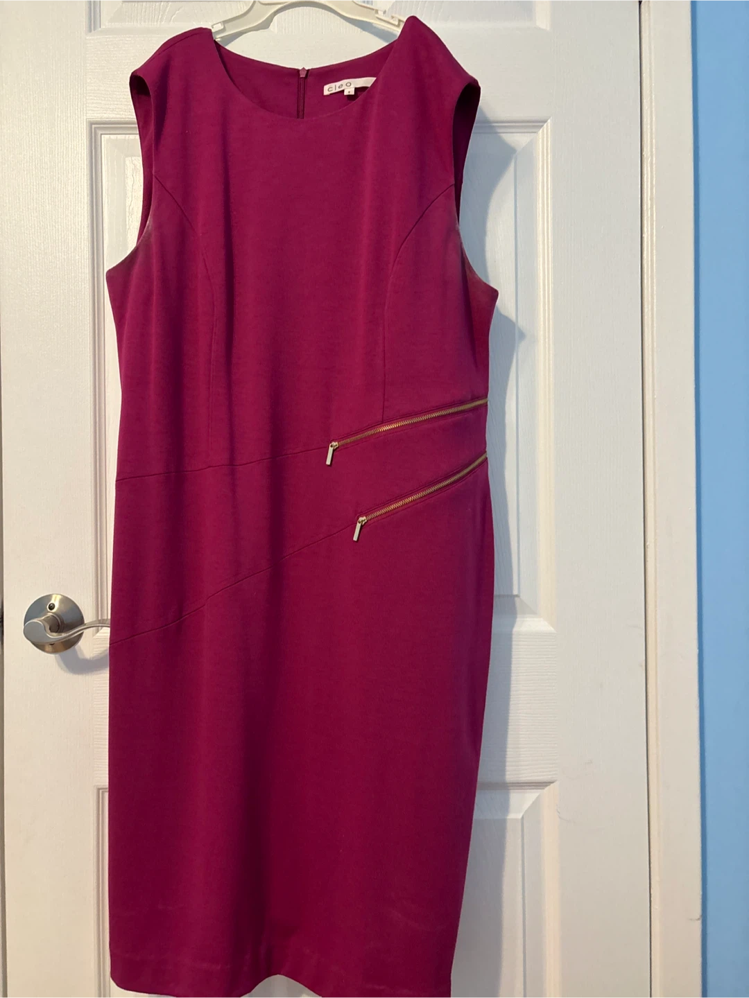 Cleo Magenta Sleeveless Dress with Gold Zippers Size 14