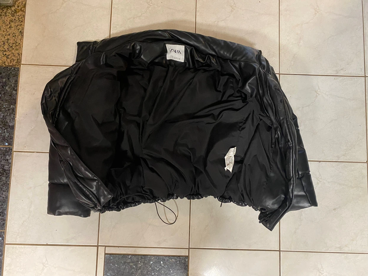 Zara Black Faux Leather Puffer Jacket - photo 2