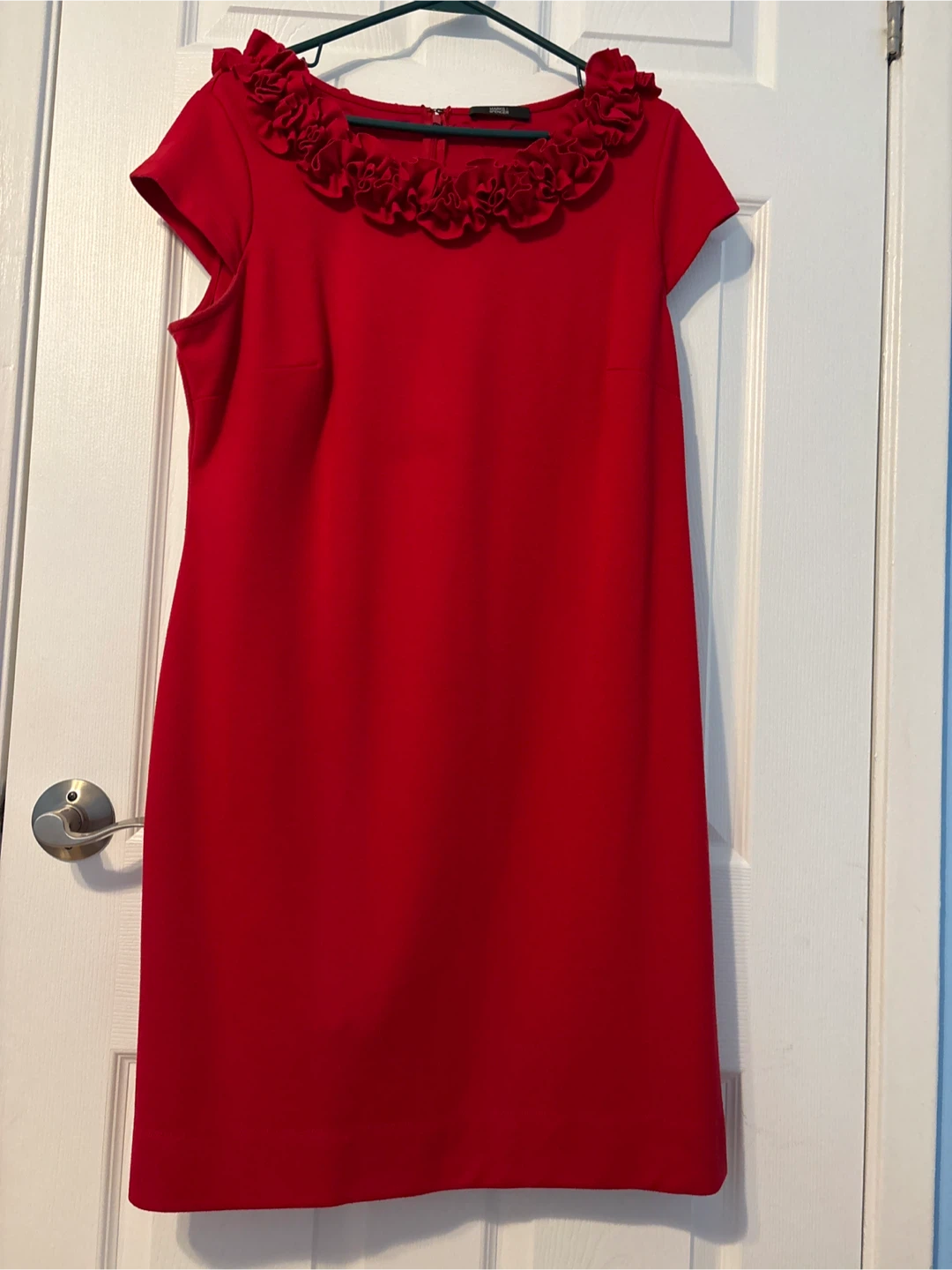 Red Ruffled Neck Dress