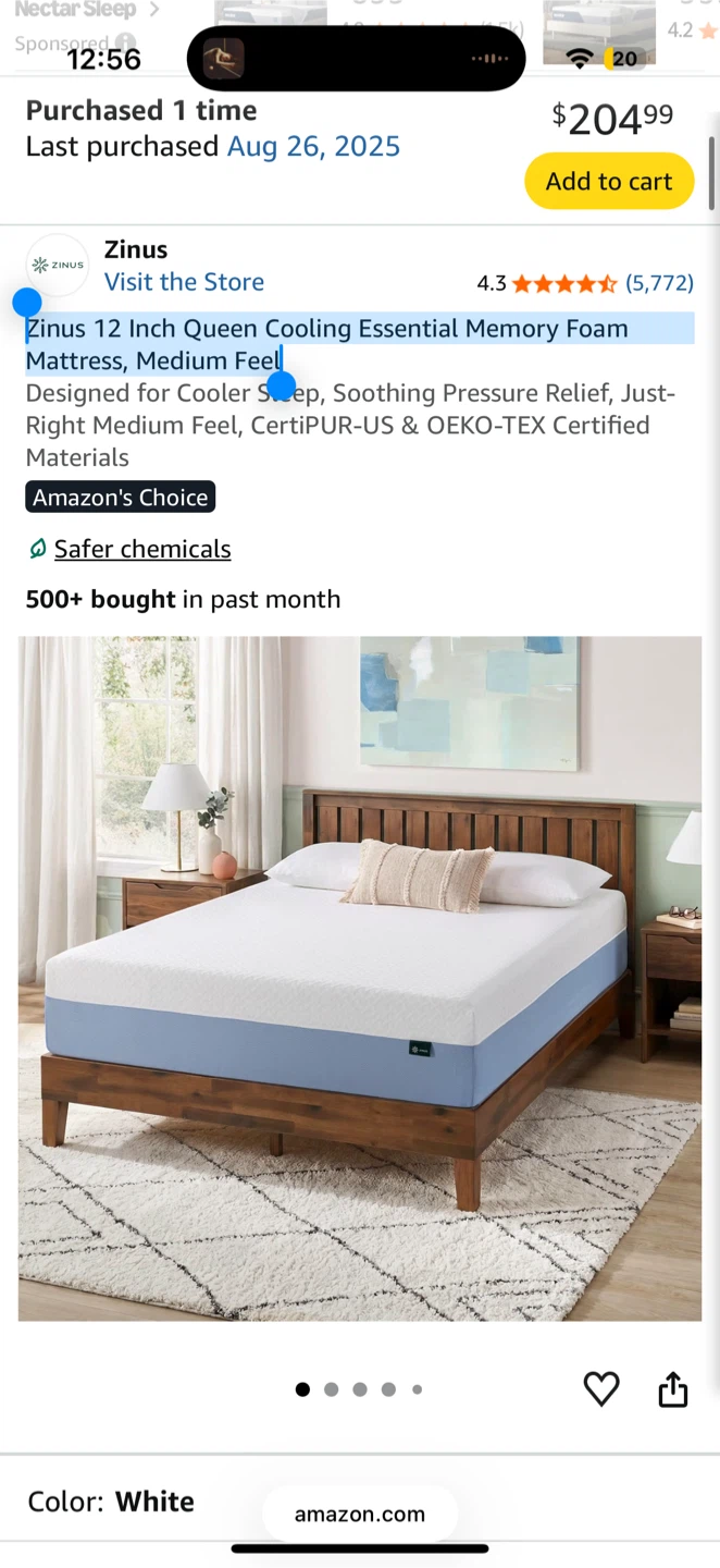 Zinus 12 Inch Queen Cooling Essential Memory Foam Mattress - photo 3