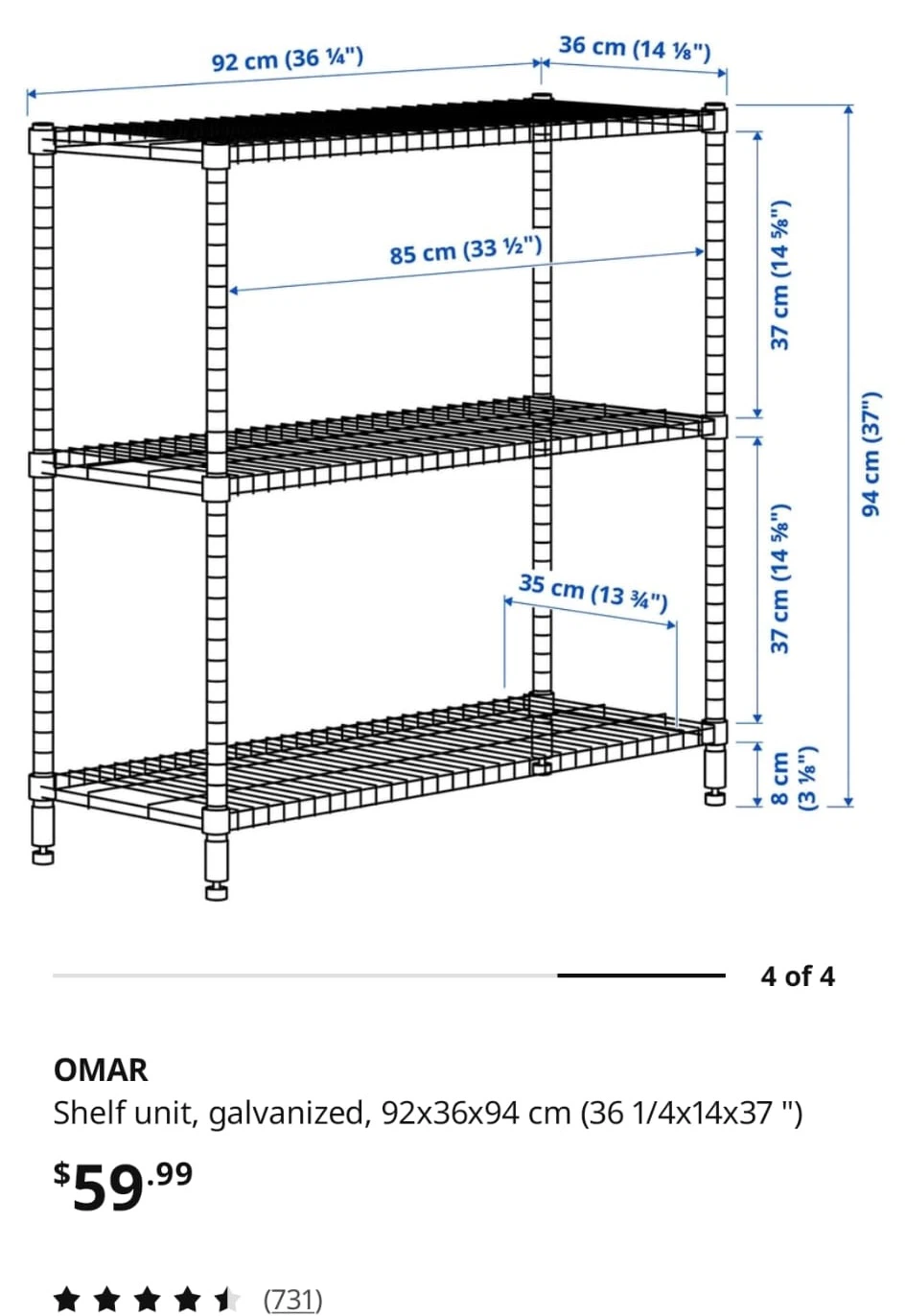 IKEA OMAR Shelf Unit - Galvanized - photo 5