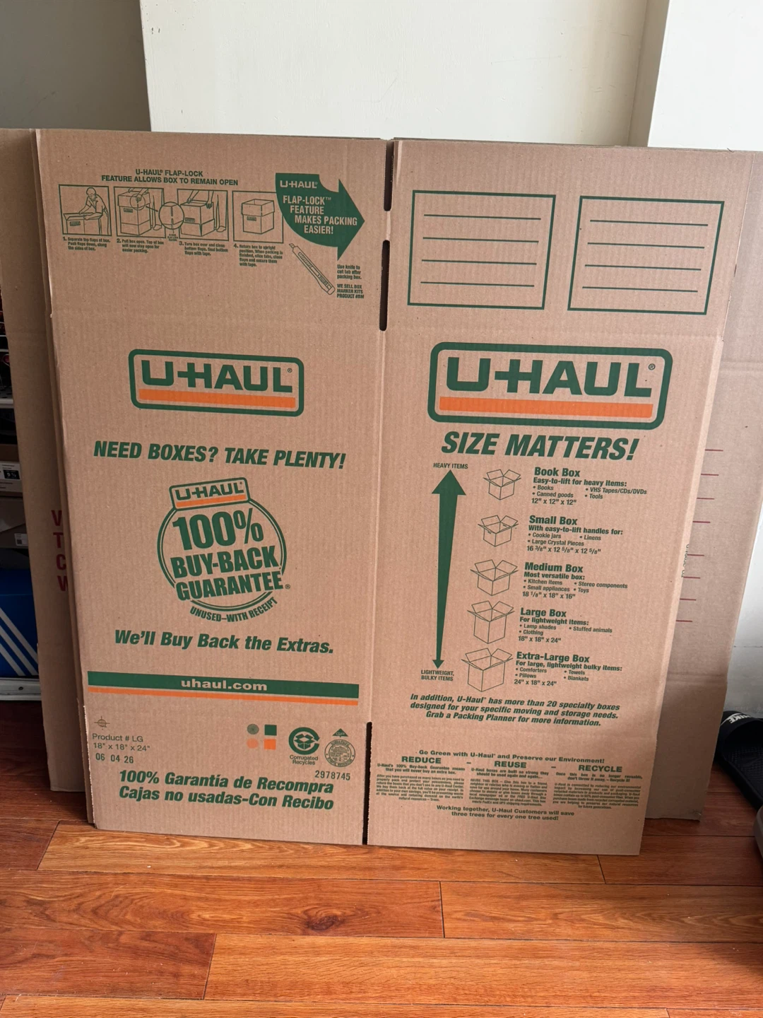 U-Haul Large Moving Box 18" x 18" x 24"