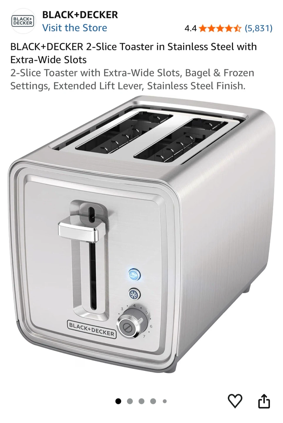 BLACK+DECKER 2-Slice Toaster in Stainless Steel