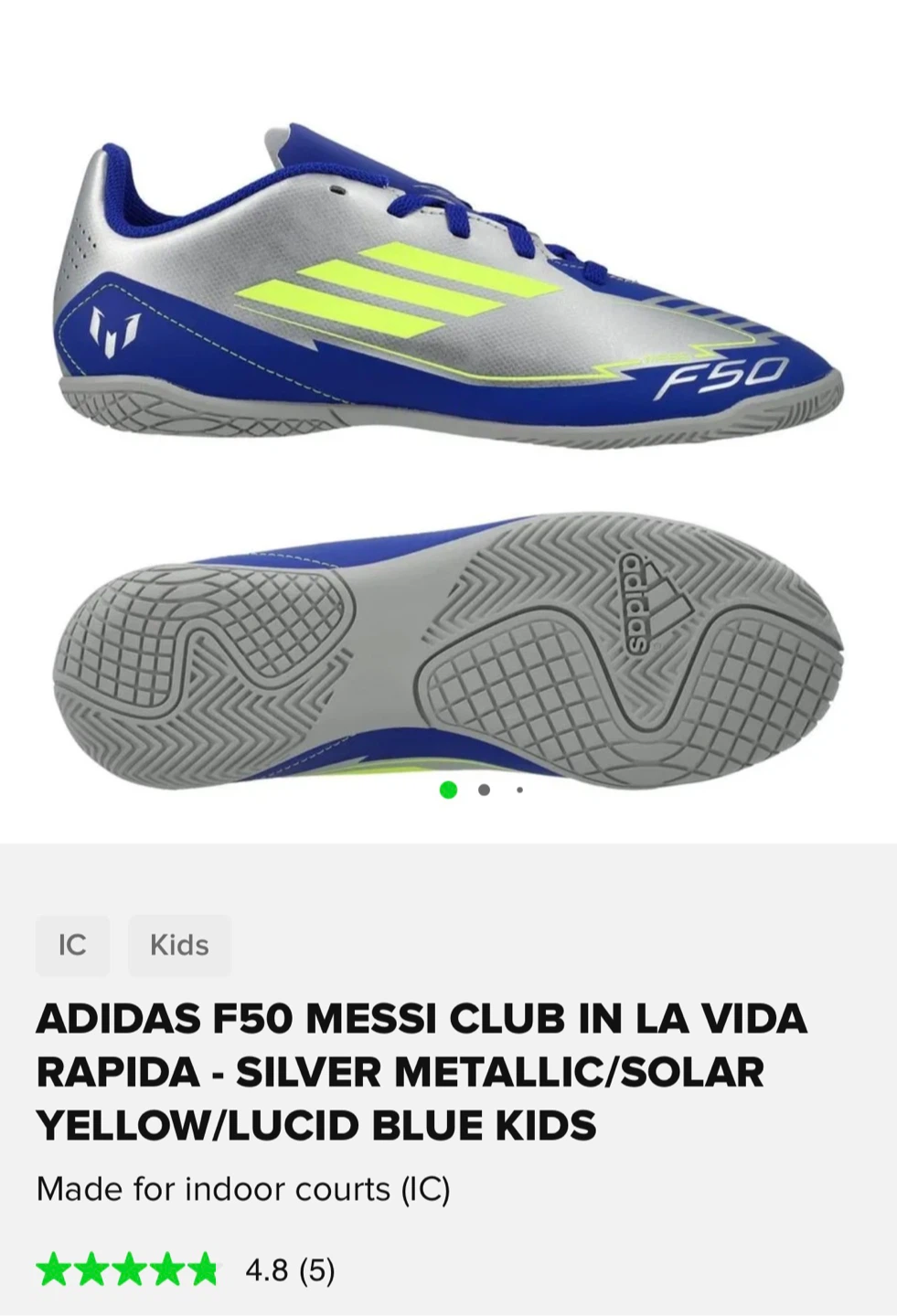 NEW Adidas F50 Messi Club Kids Futsal - Size US 5.5 - photo 5