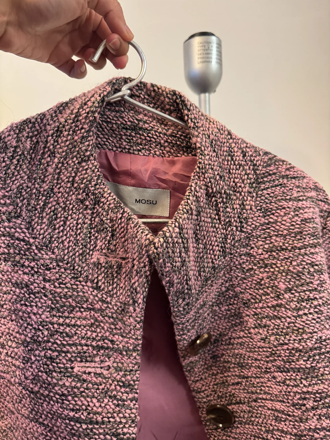 MOSU Pink Tweed Cropped Jacket
